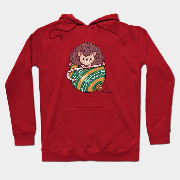 Cute Cartoon Christmas Hedgehog on an Ornament Hoodie by SLAG_Creative